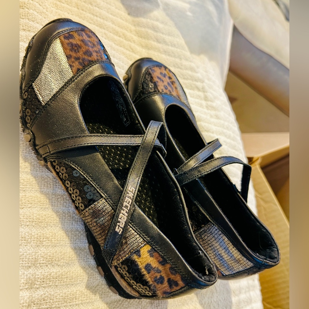 3 for $24! Skechers Women's Black and Leopard Flats